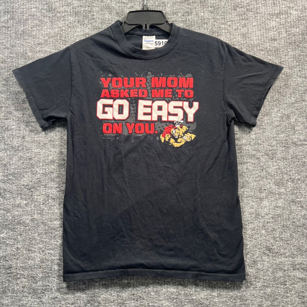 Gildan Ultra Cotton Your Mom Asked Me To Go Easy On You Graphic Tee Black Small
